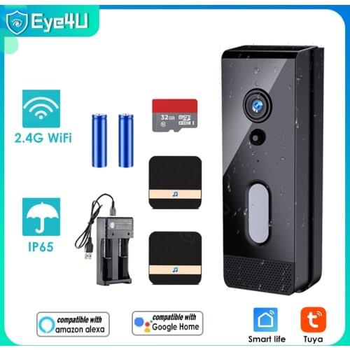 Tuya WiFi Doorbell 1080P Waterproof Outdoor Smart Video Doorbell Alexa IP Camera Home Security Two Way Audio PIR Night Vision
