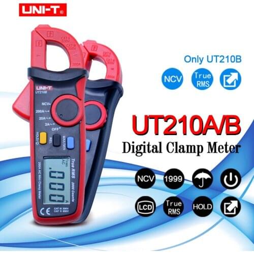 UNI-T UT210A UT210B Mini current clamp meter true rms 200A digital clamp meter multimeter NCV MAX MIN display resolution 1mA