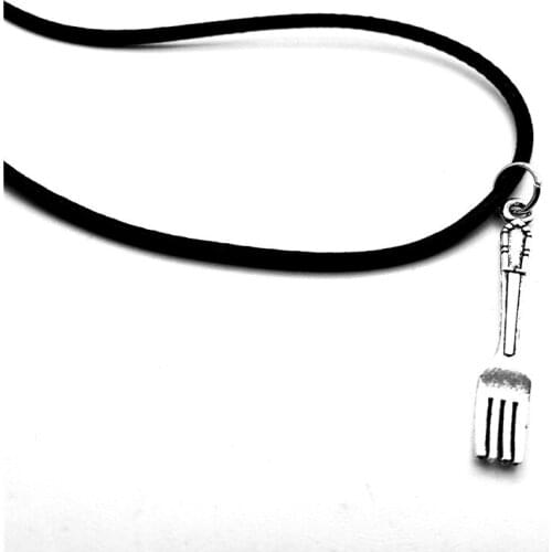 Vintage Spoon Fork Necklace Simple Kitchen Tool Instrument Charm Pendant Leather Rope Necklaces for Mom Gift jewelry