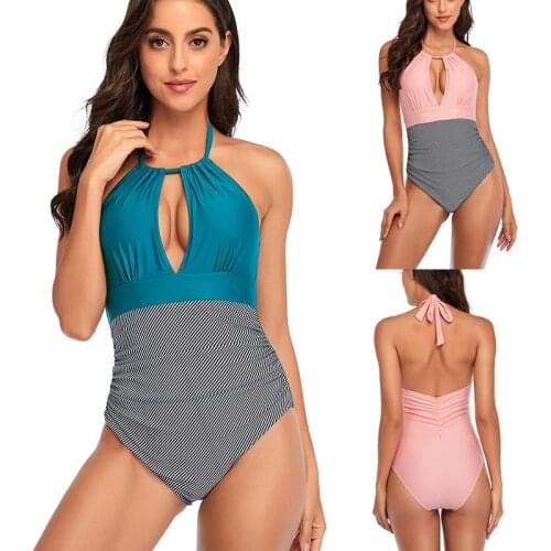 Plus Size One Piece Swimsuit 2020 Sexy Swimwear Women Bathing Suit Swim Vintage Beach Wear Solid Monokini Swimsuit