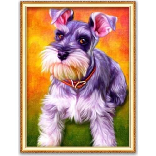 Animal Dog Schnauzer DIY Embroidery Cross Stitch 11CT Kits Needlework Craft Set Printed Canvas Cotton Thread Home Decoration New