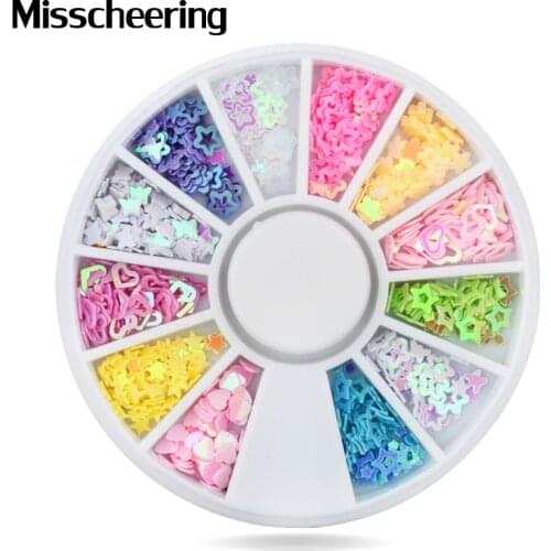 1 Pcs 3d Glitter Nail Art Sequins Mix Designs Acrylic UV Gel Nail Decorations diy Manicure Nail Accessories