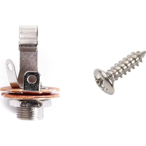 10 Pcs Mono Input Jack for Guitar Bass 6.35mm Orange with 50Pcs Pickguard Screws 3MM (Silver)