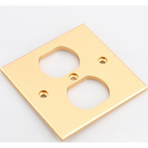1x US Socket AC Power Duple Receptacle Cover Outlet Wall Plate Panel 8.5x8.5cm Gold