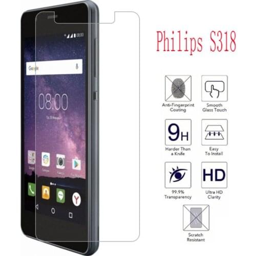 2pcs NEW Screen Protector phone For Philips S318 phone Tempered Glass SmartPhone Film Protective Screen Cover