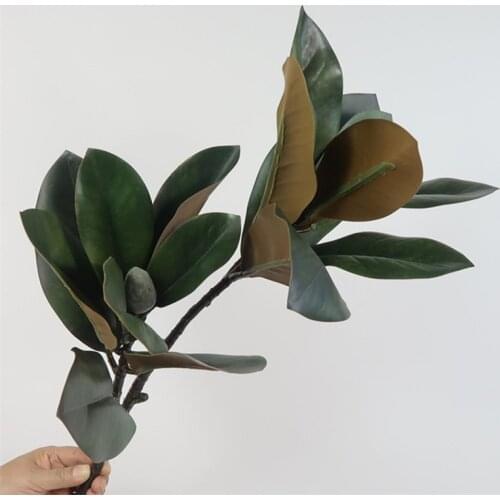 82 cm 2 fork Artificial Magnolia Branch Tropical Plastic Plants Indoor Green Fake Potted Hotel Garden Home Decorat Photo Props