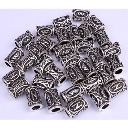 24pcs Viking Characters Antique Silver Hair Braid Beard Dreadlock Beads Rings Personality Design for Hair Styling Accessories
