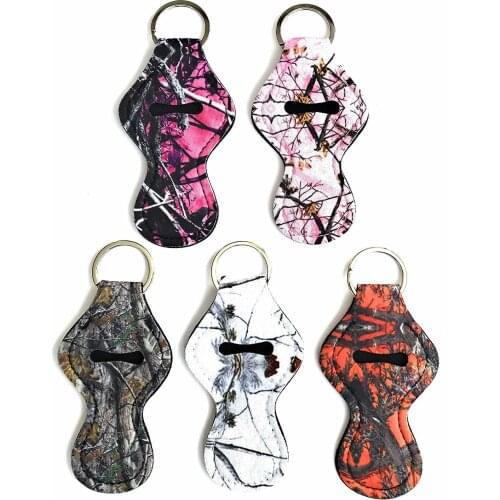 5Pieces Lipstick Holder Keychain 5 Different Vibrant Prints Lipstick Protective Cases Cover Portable Balm Holders Gift for Kids