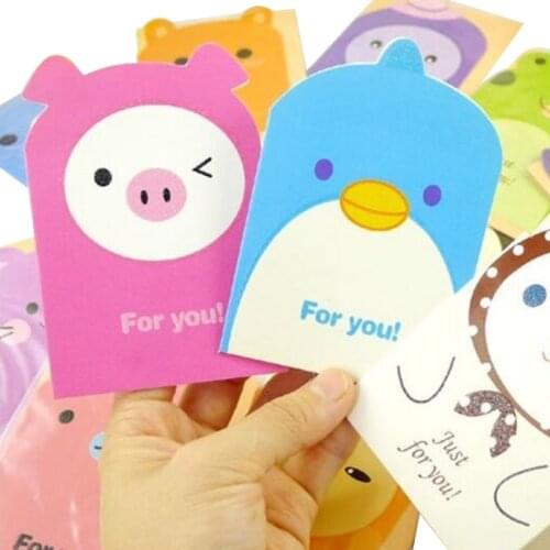 5pcs/lot Korea Cute Animal Paper Card Greeting Card Invitation With Gifts Message Kawaii Card Birthday Party Stationery Supplies