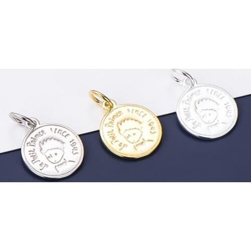 925 Sterling Silver Fashion Little Price Pattern Coin Charm S925 Silver Bracelet Necklace Dangler Pendant DIY Jewelry Making