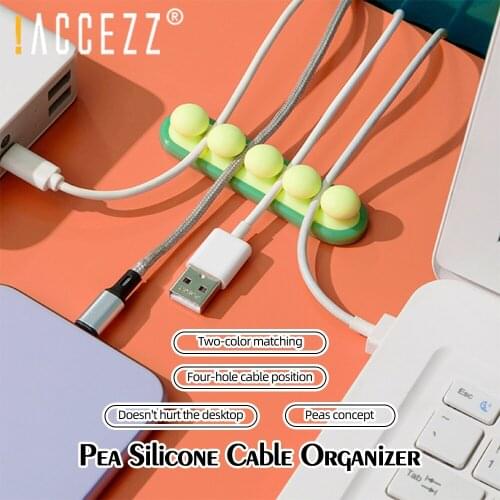 !ACCEZZ Cable Organizer Acrylic Gule Pea Silicone USB Cable Winder Holder For Mouse Keyboard Earphones Flexible Management Clips