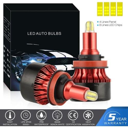 Car LED Headlight Integrated Lighting Kit Fog Lights H8/H9/H1 360-degree H8 H11 12V 1 Pair 6000K 13500LM Durable CSP Auto Lamp