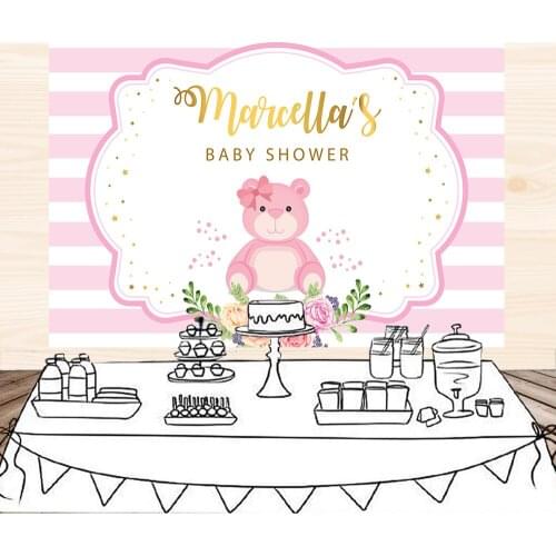 BEIPOTO Pink stripes backdrop for Photography girl birthday party banner bear flower baby shower customize background B-200