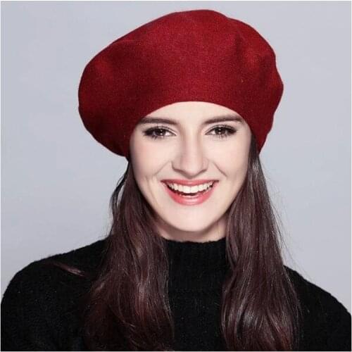 YLWHJJ brand Women Berets Hat Fashion Solid Color Wool Knitted Berets With Ladies French Artist Beanie Beret Hat