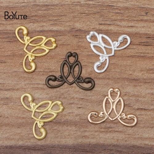 BoYuTe (200 Pieces/Lot) 4 Colors 15*20MM Filigree Flower Charms Metal Brass Hand Made DIY Jewelry Materials