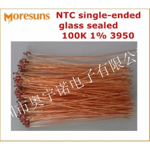 Fast Free Ship 20pcs NTC single-ended glass sealed thermistor 100K 1% 3950 3D printer temperature sensor