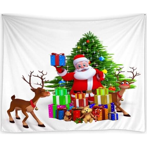 EDOMGNIH Textile backdrops for use in photography Christmas Themed Cartoons Santa Claus New Year Party Decor Backdrop Cloth