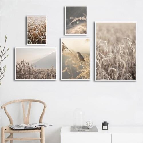 Farm Plant Bird Leaves Wheat Landscape Wall Art Canvas Painting Nordic s And Prints Wall Pictures For Living Room Decor
