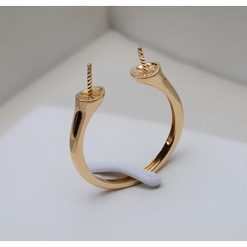 Real AU 750 18K Gold Ring Mountings Findings Jewelry Mounts Settings Accessories Parts for Pearls Agate Coral Crystals Jade