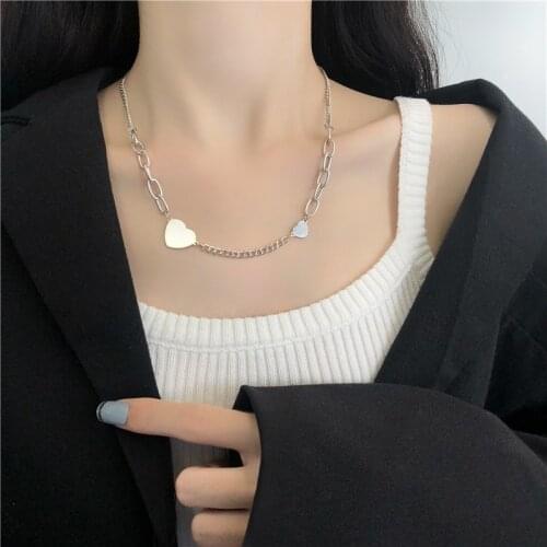Viennois Heart Choker Chain Necklace Silver Color Charm Necklaces for Women Girls Minimalist Fashion Jewelry Best Friend Gift