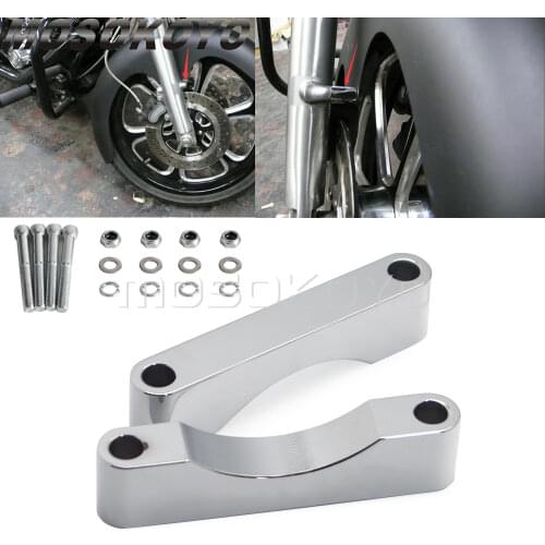 Chrome Motorbike 0.89" Front Fender Bracket Spacer 21" Custom Mudguard for Harley Touring FLT FLHT FLHR FLHX FLTR FL Trike 14-up