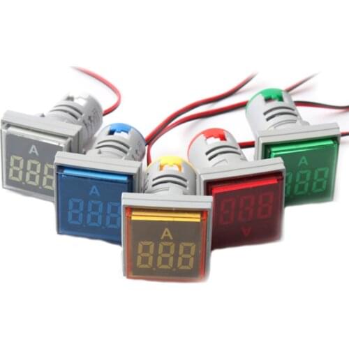 AC 50-500V 0-100A 22mm Square LED Digital Voltmeter Ammeter
