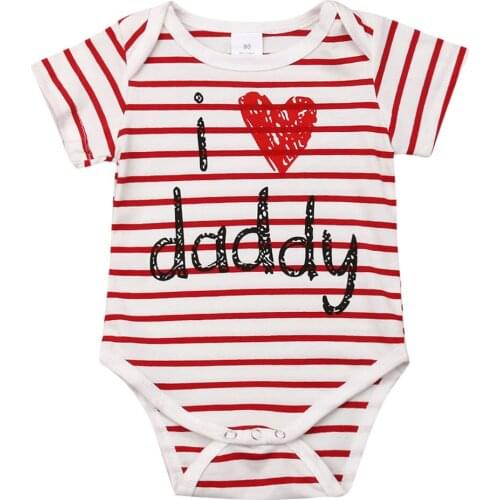Citgeett Summer Baby Girls Newborn Clothes Cotton Bodysuit Jumpsuit Summer Striped Daddy Outfits Set