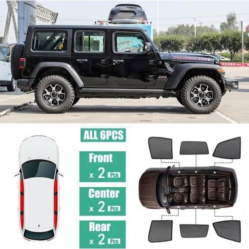Side Windows Magnetic Sun Shade UV Protection Ray Blocking Mesh Visor Fit For Jeep Wrangler 2019-2020