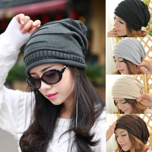 Fashion Autumn Winter Hat for Women Girls Skullies Hat Caps Knitted Solid Color Bonnet Caps Female Casual Knitted Warm Beanie