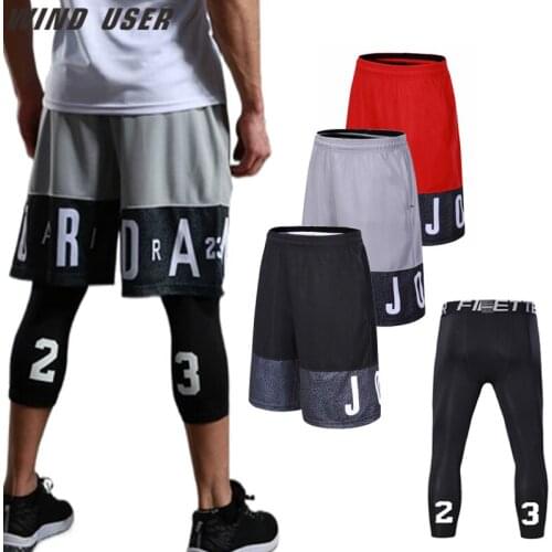 Men Basketball Sets Sport Gym QUICK-DRY Workout Board Shorts With Tights For Male Soccer Exercise Hiking Running Fitness Set