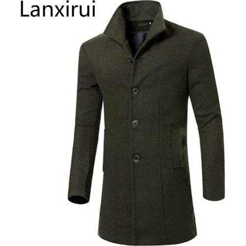 Mens Wool Coat Hot Sale Fashion Autumn Winter Slim Stand Collar Casual Jacket M-3XL Size 5 Colors MWN207