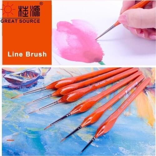 Line Brush Drawing Line Brush Set 1# - 6# Nylon Tip Watercolor Painting Brush (1 Set )