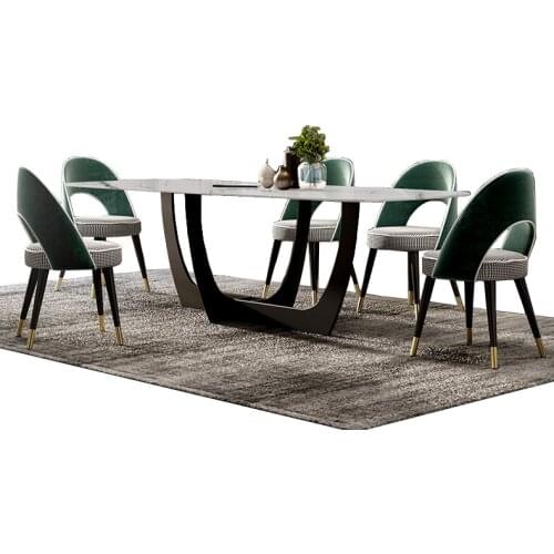 Solid wooden Dining Room Set Home Furniture minimalist modern marble dining table and 6 chairs mesa de jantar muebles comedor