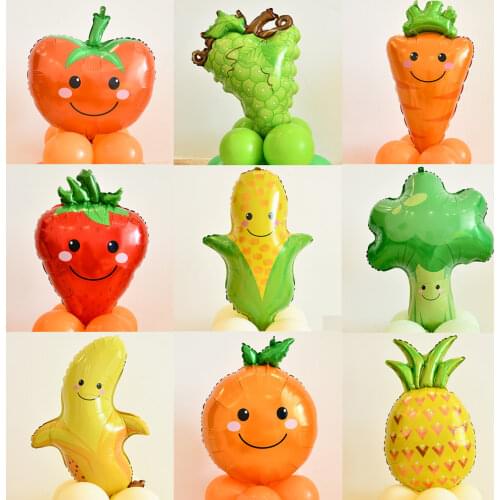 Fruit and Vegetable Balloon Summer Party Decoration Strawberry Pineapple Orange Balloon Helium Hawaiian Theme Party Decoration