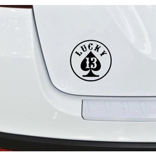 15x15cm LUCKY 13 Spades Car Sticker Decal Funny Motorcycle Decorative Personality Car Styling N621