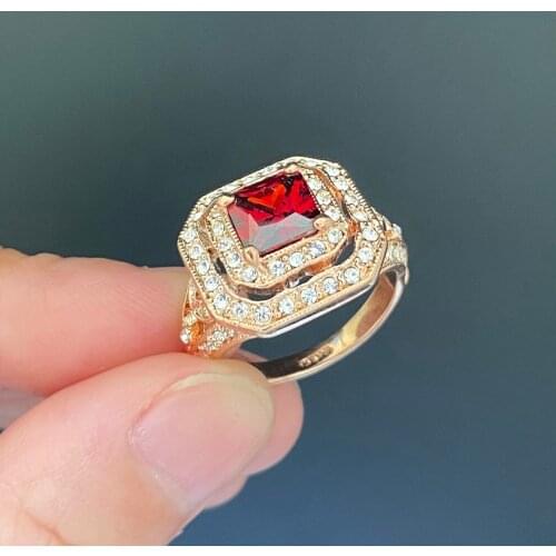 For Men & Women Wedding Ring High Quality 2021 Square Stone Gift Jewellery Accessories Crystals Jewelry Cubic Zirconia Rose Gold