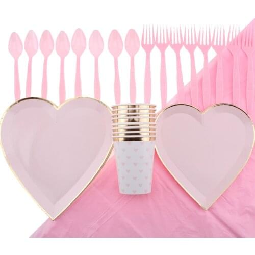 Party Supplies Disposable Tableware Valentines Day Items Wedding Decoration Birthday Decoration Heart Shapes Paper Plates
