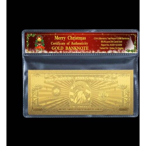 Gift commemorative coin 1 million US dollars old banknote 24k gold-plated Christmas plastic photo frame paper gift 2 / batch