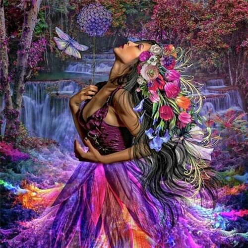 PDMDOG 5d Diamond Painting Woman Mosaic Flower Girl Home Decor Embroidery Portrait Fantasy Wall Stickers