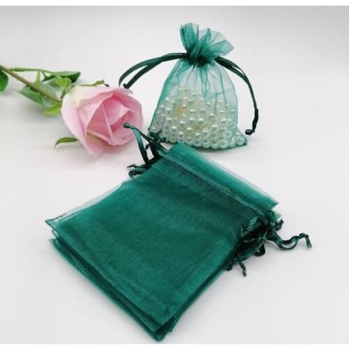 100pcs Dark Blackish Green Gift Bags for Jewelry Bags Packaging Organza Bag Drawstring Bag Wed/Woman Gift Bag Display Pouches