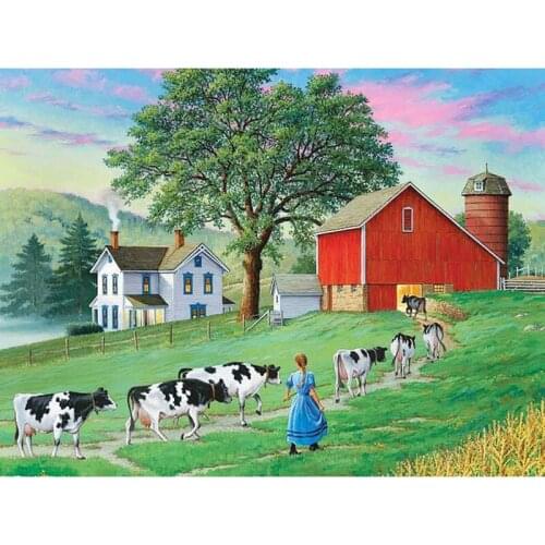 Full Diamond Embroidery House Craft Kit 5D DIY Diamond Painting Landscape Cross Stitch Farm Home Decoration