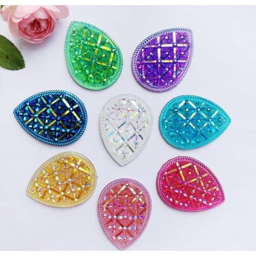 Diy 6pcs 30*40mm Teardrop Shape Sew On Rhinestone Beads Sewing On Strass Marquise Stones Two Holes -A21