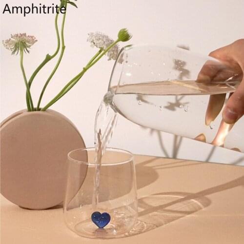 Nordic Transparent Heart Coffee Glass Home Culture Tea Milk Wine Drink Breakfast Nice Couple Gifts Cup Kawaii Cute Water Bottle