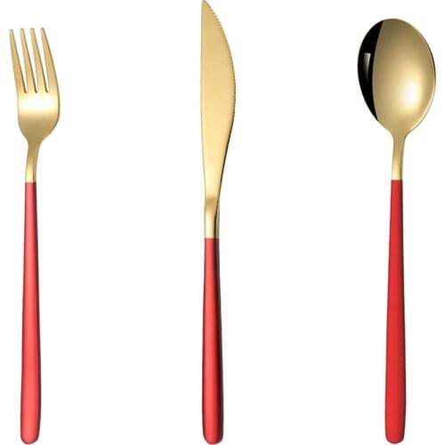 3Pcs Tableware Set Dinnerware Cutlery Set Gold Cutlery Stainless Steel Spoon Fork Spoon Tableware Kitchen Spoon And Fork Set