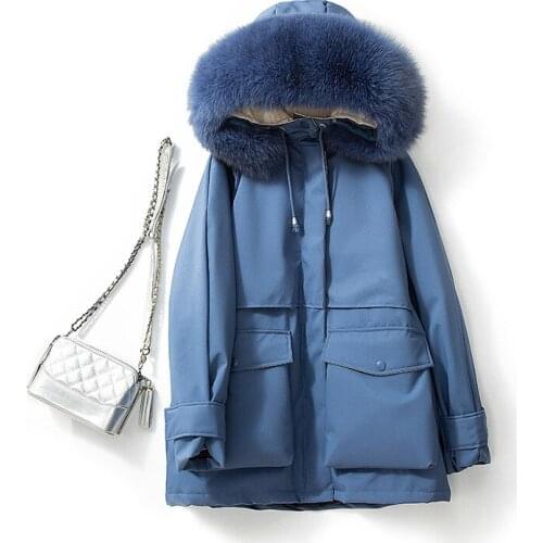 TopFurMall)European Women Parkas Down Coats Jackets With Raccoon Fur Hoody Lady Shawl Cloak Outwear Overcoat LF9167
