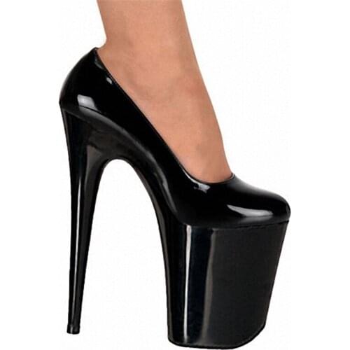 Round Toe Women Pumps 20CM Thin High Heels Shoes Patent Leather Slip On waterproof Office & Career Party Wedding women shoes