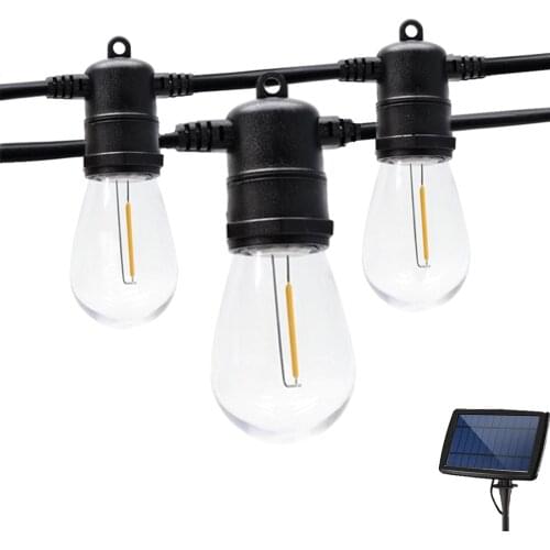 Solar Light Outdoors Street Garland Bulbs String Lights Shatterproof E26 Plastic Edison Bulb Outdoor LED Solar Lamp For Garden
