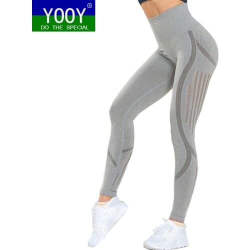 YOOY Womens High Waist Gym Leggings Sport Fitness Yoga Pants Sports Tights Woman Push Up Athletic Gym Compression Pants