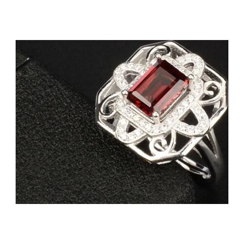 Big sale classic new natural Red garnet gem ring women silver jewelry birthday party anniversary gift wine red good color