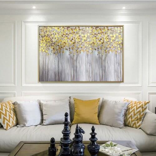 Gold Money Tree Picture 100% Hand Painted Abstract Oil Painting On Canvas Wall Art For Living Room Home Decoration No Frame